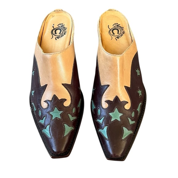 Charlie 1 Horse by Lucchese Leather Western Mules Size 7.5  Star Inlay, Two-Tone - Picture 3 of 11